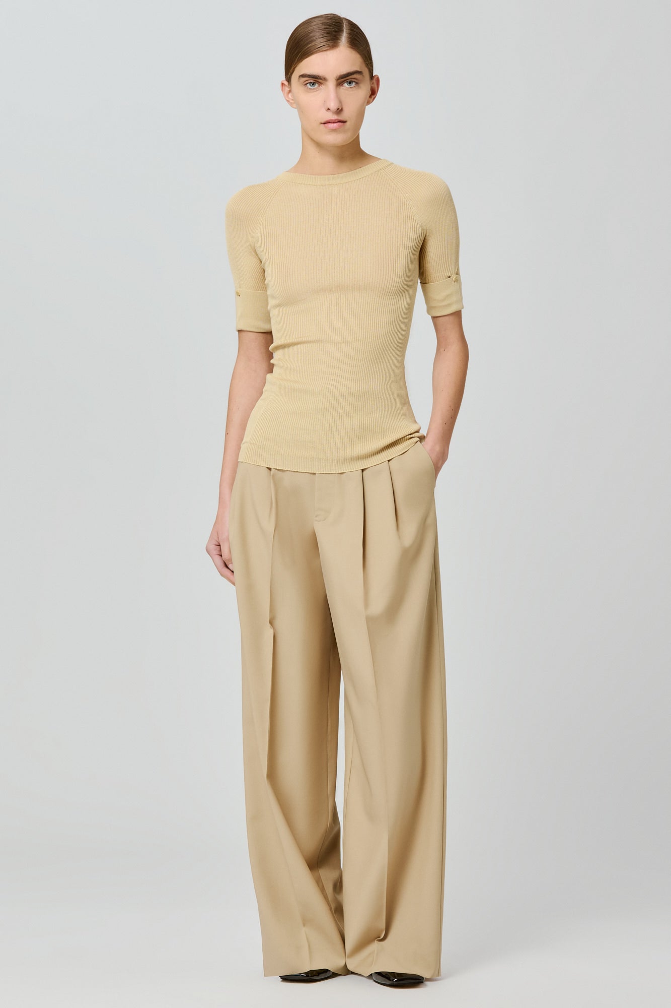 Sa Su Phi top girocollo cashmere seta giallo
