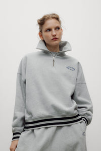 The New Society Mochi polo donna grigio melange cotone