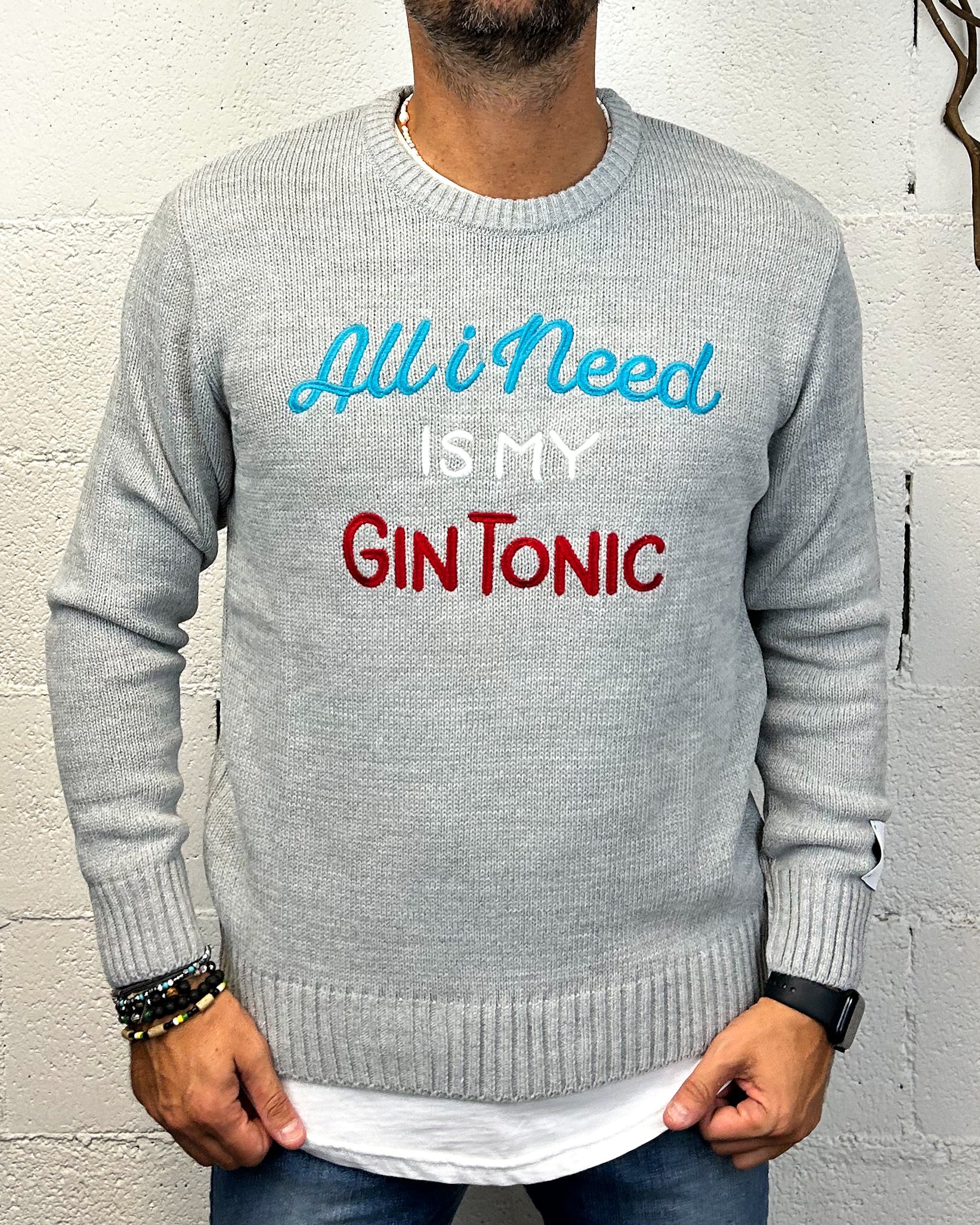 ONLYONE SUPERCULTURE All I Need pullover grigio regolare