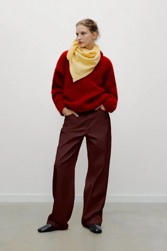 The New Society Giselle pantaloni donna velluto bordeaux