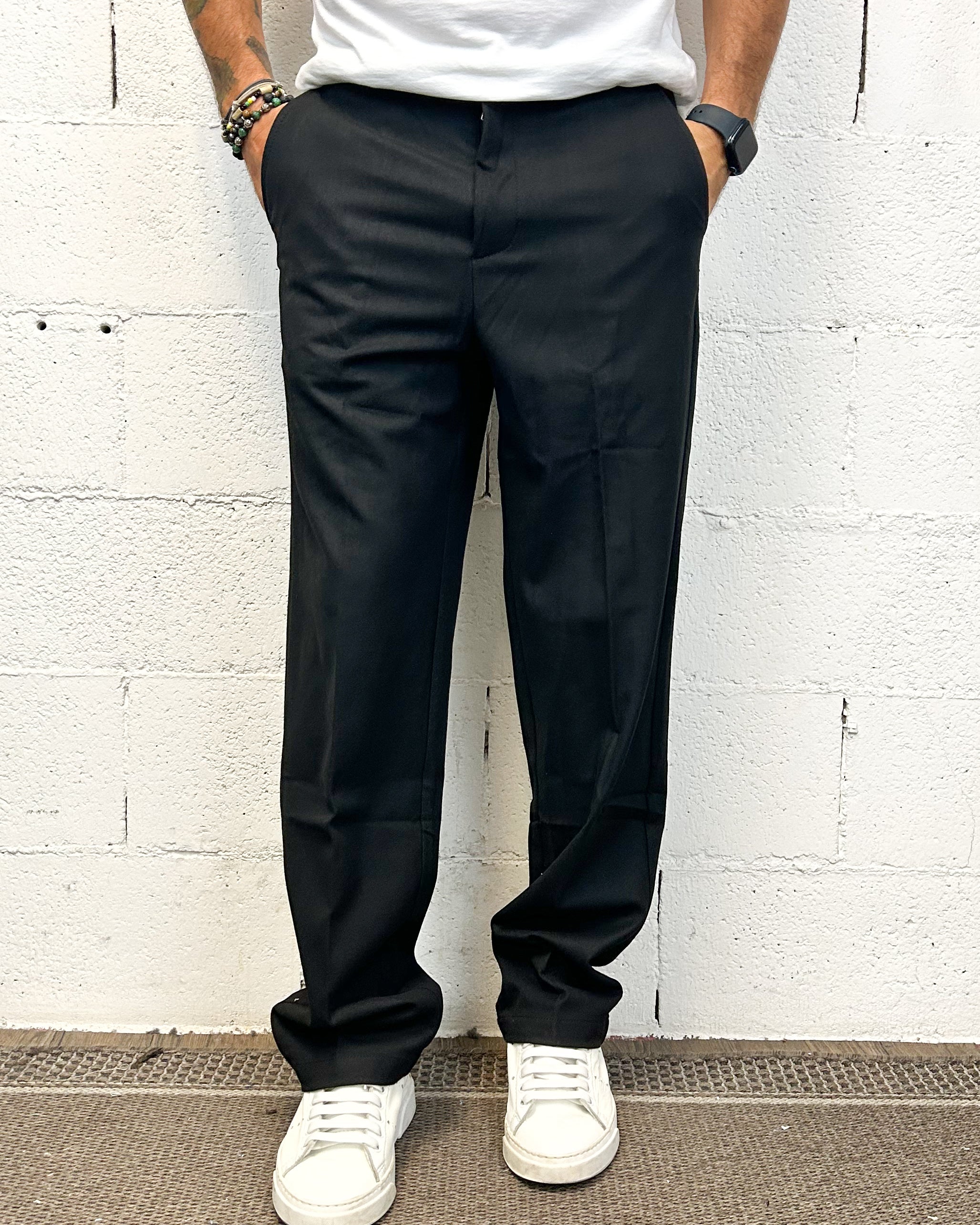 ONLYONE GIANNI LUPO Loose pantaloni nero regolare
