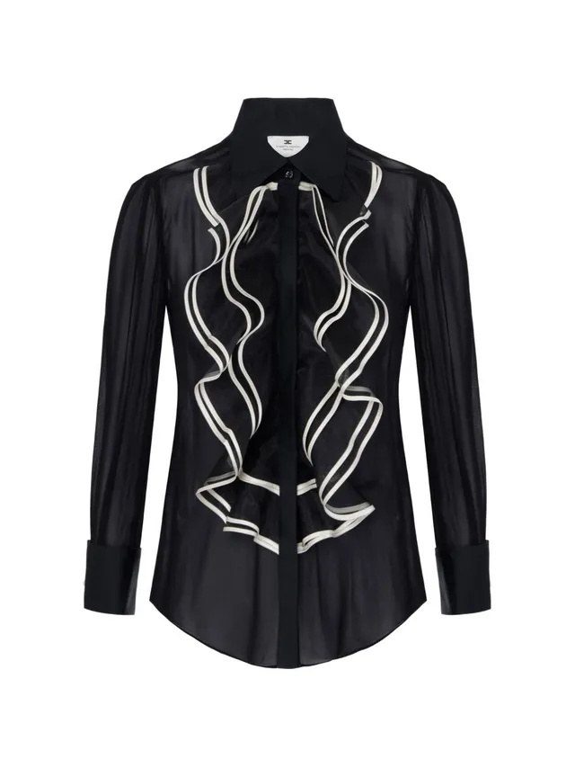 Elisabetta Franchi CA21067E2 camicia nera georgette