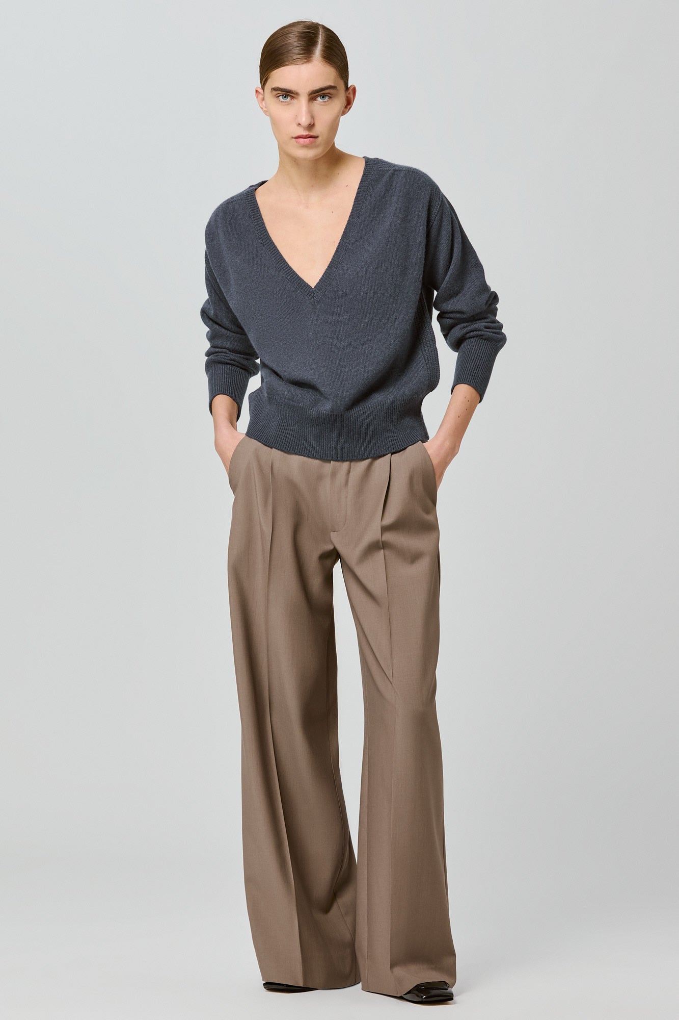 Sa Su Phi maglione scollo V cashmere blu scuro