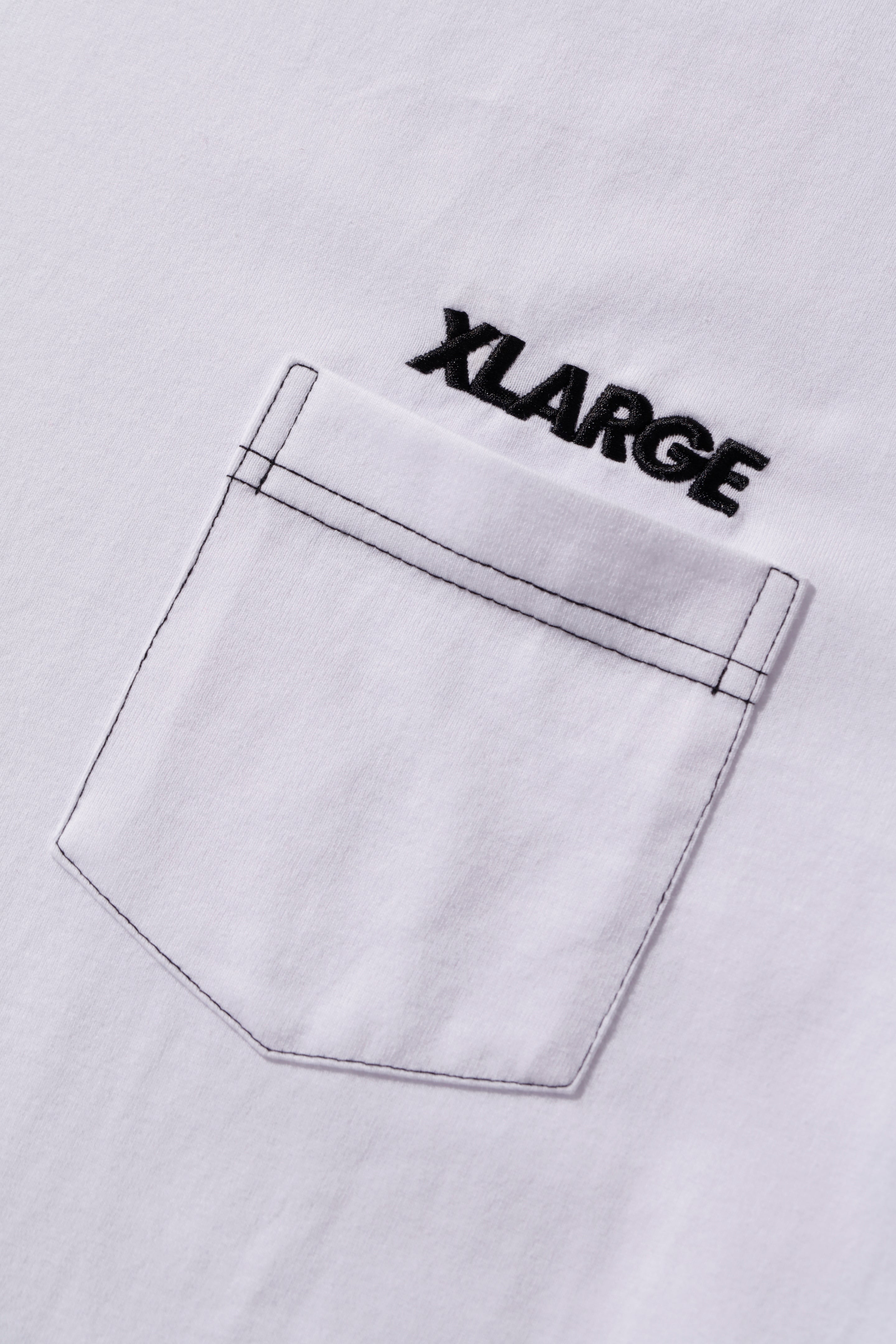 X-Large L/S Pocket Tee Contrast Stitch maglia bianca