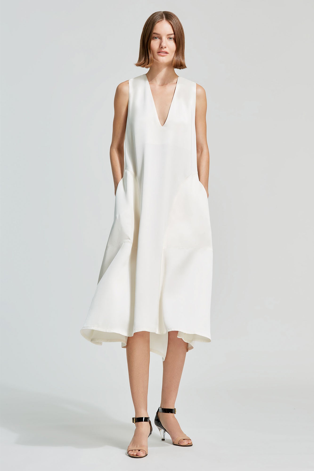 Sa Su Phi Serena abito midi double satin avorio