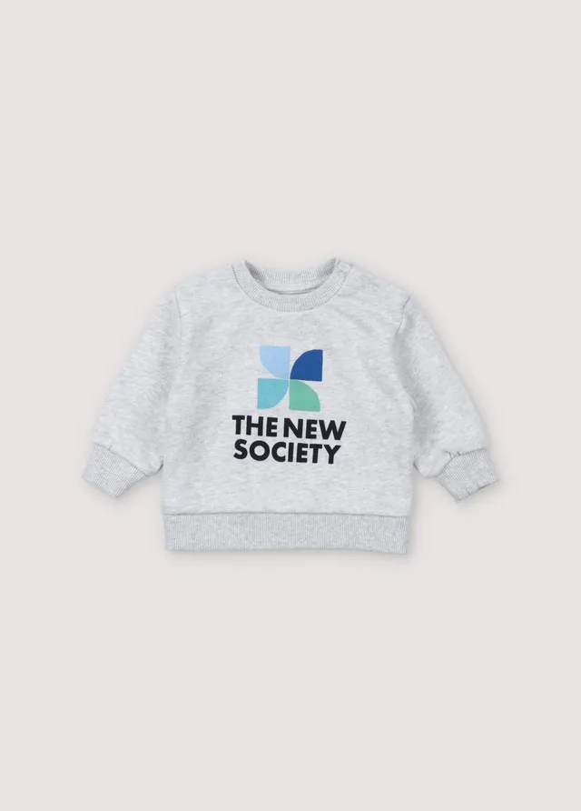 The New Society Mykonos felpa neonato grigio melange cotone