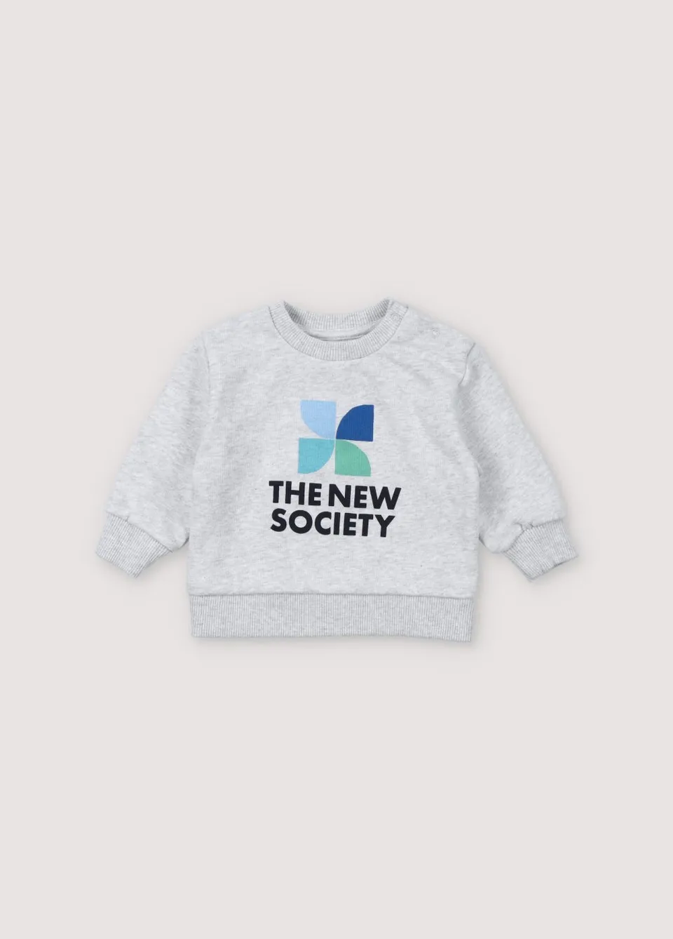 The New Society Mykonos felpa neonato grigio melange cotone