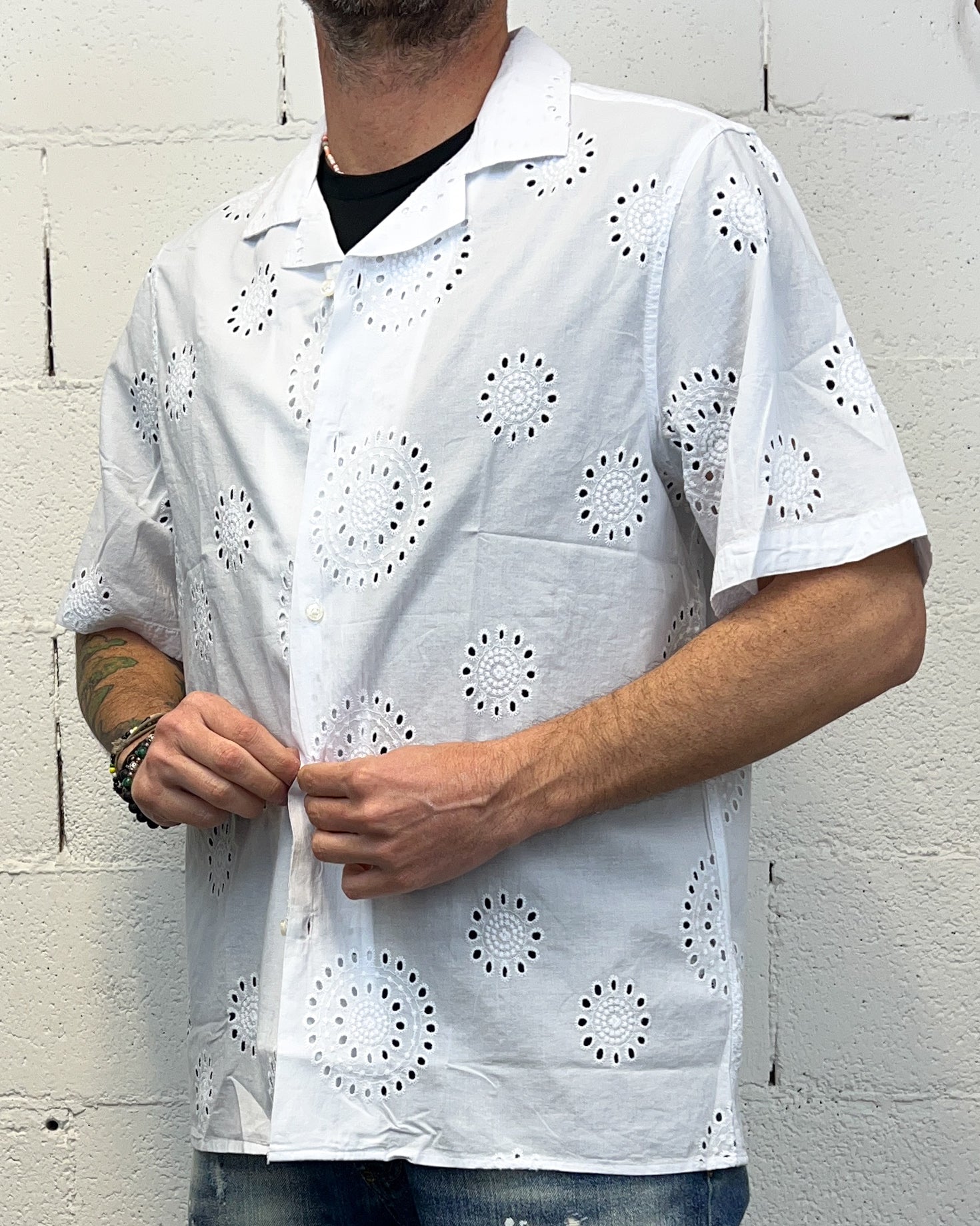 ONLYONE OVER-D Camicia Baronetto cotone operato regolare
