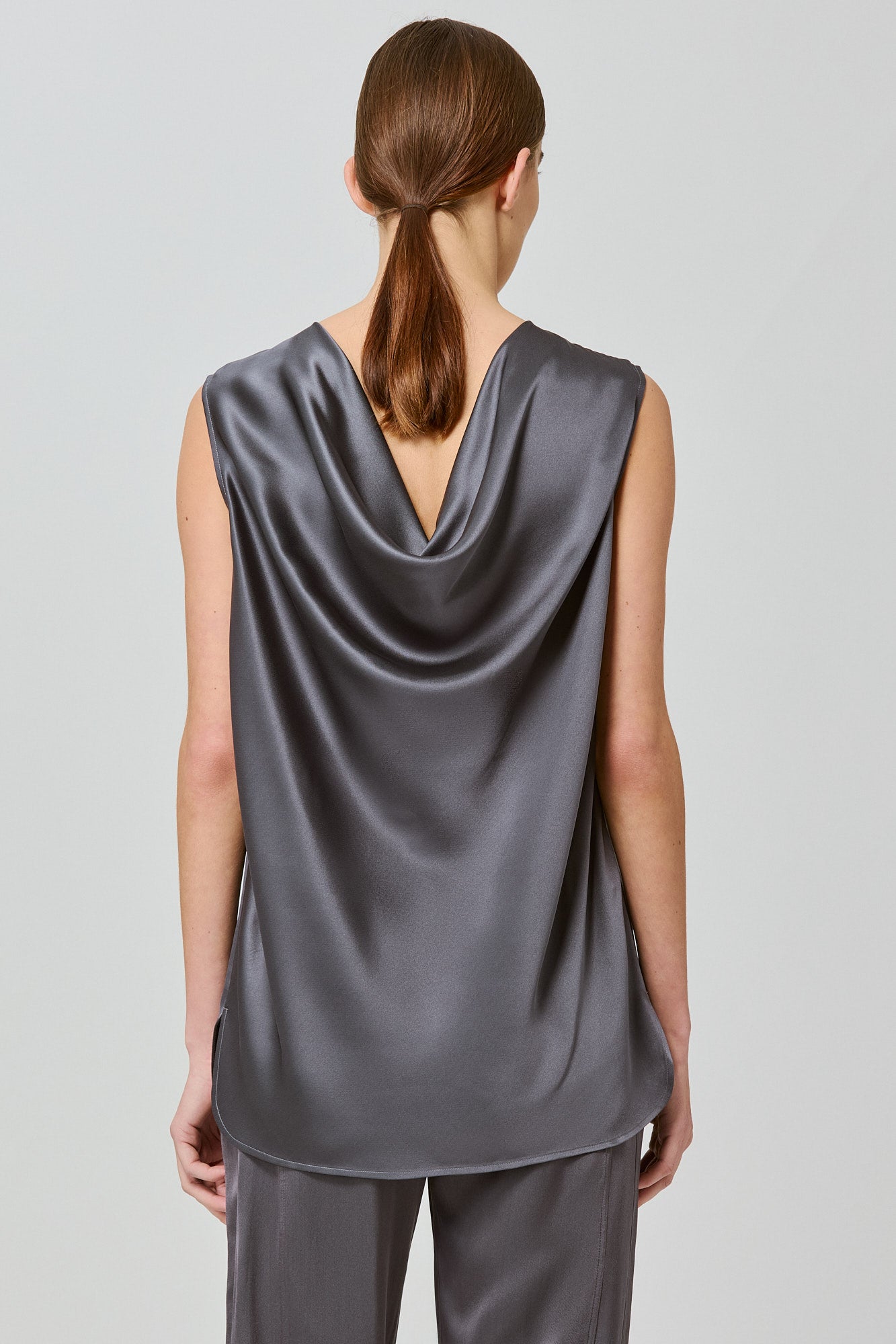 Sa Su Phi Eva top double satin grigio cemento 38-42