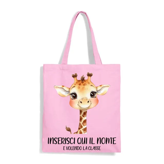 Mr. Gadgets Giraffa shopper rosa in cotone