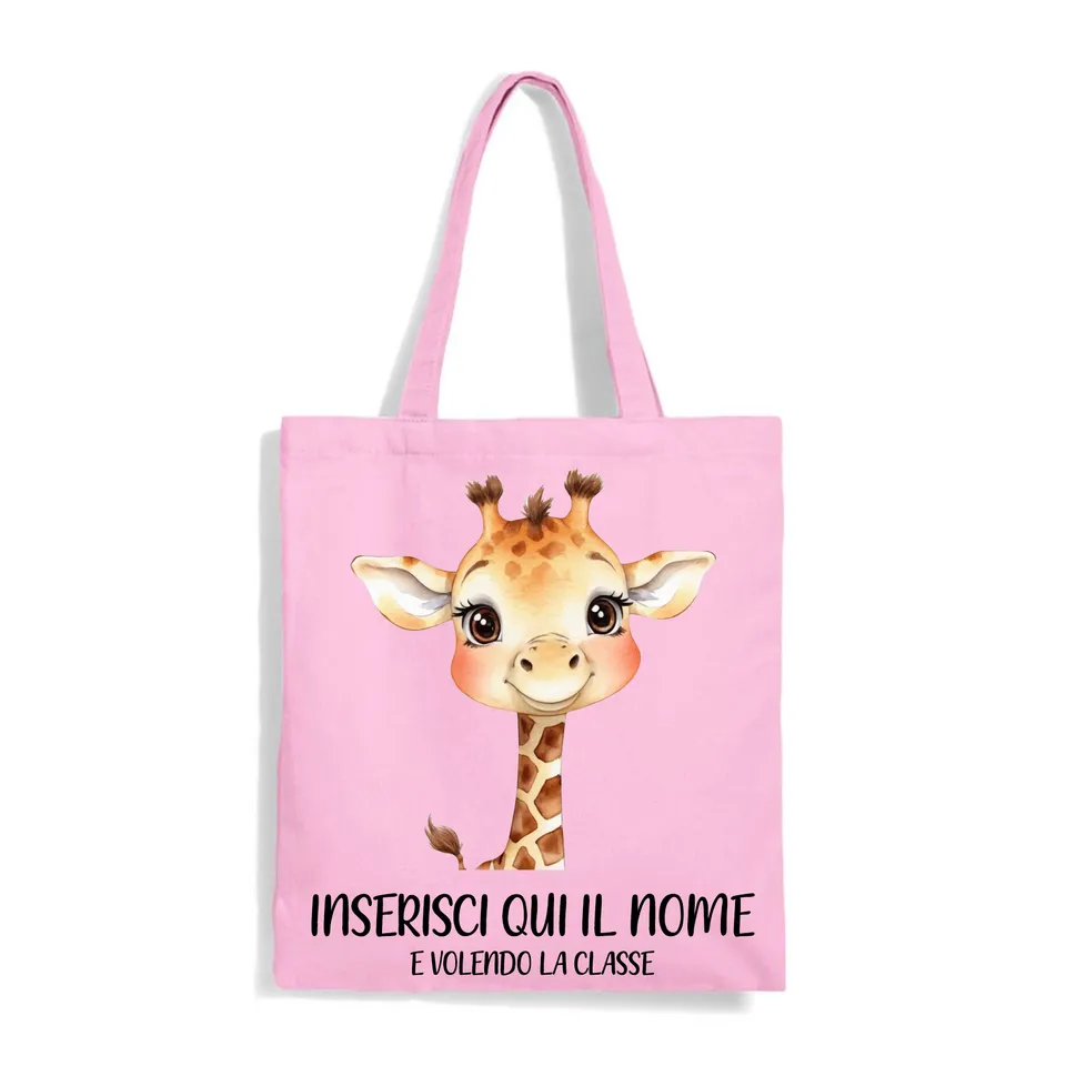 Mr. Gadgets Giraffa shopper rosa in cotone