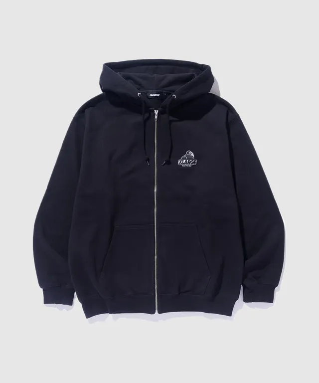 X-Large Slanted Og felpa zip cappuccio cotone
