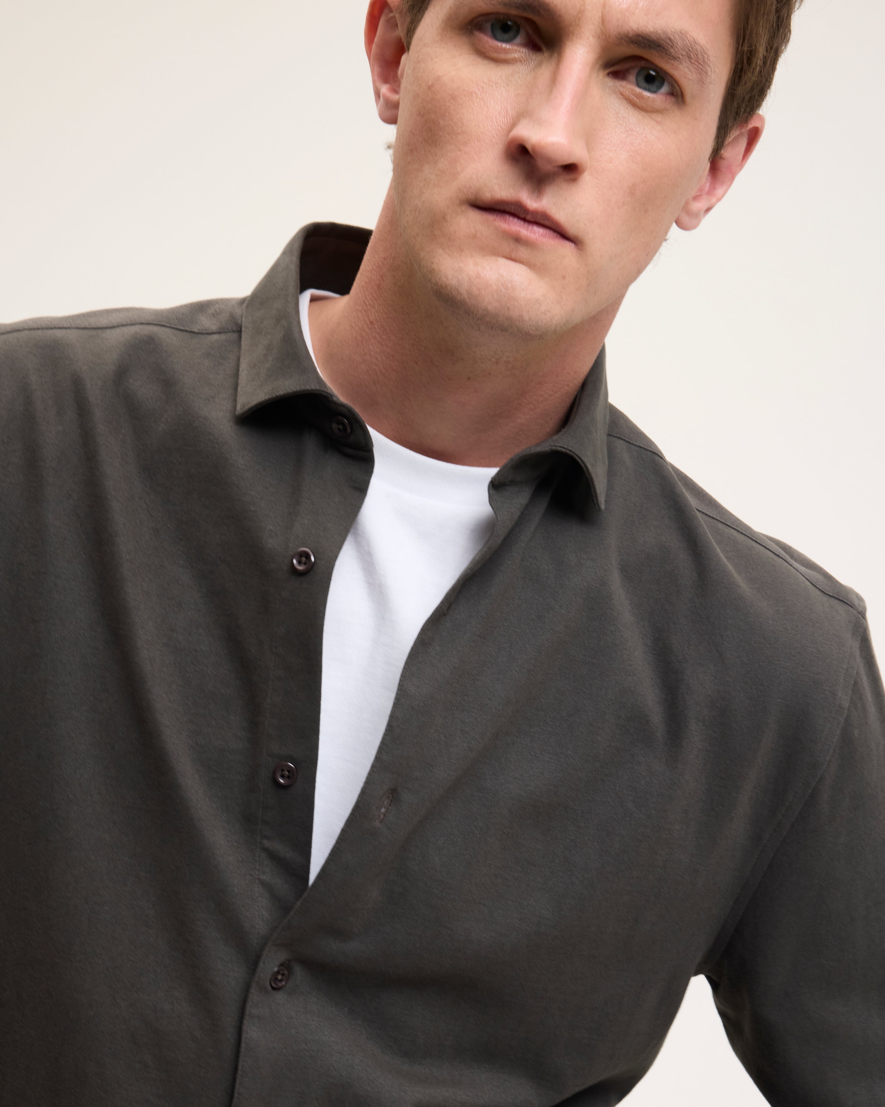 GOODPEOPLE Stirr camicia verde scuro in cotone morbido
