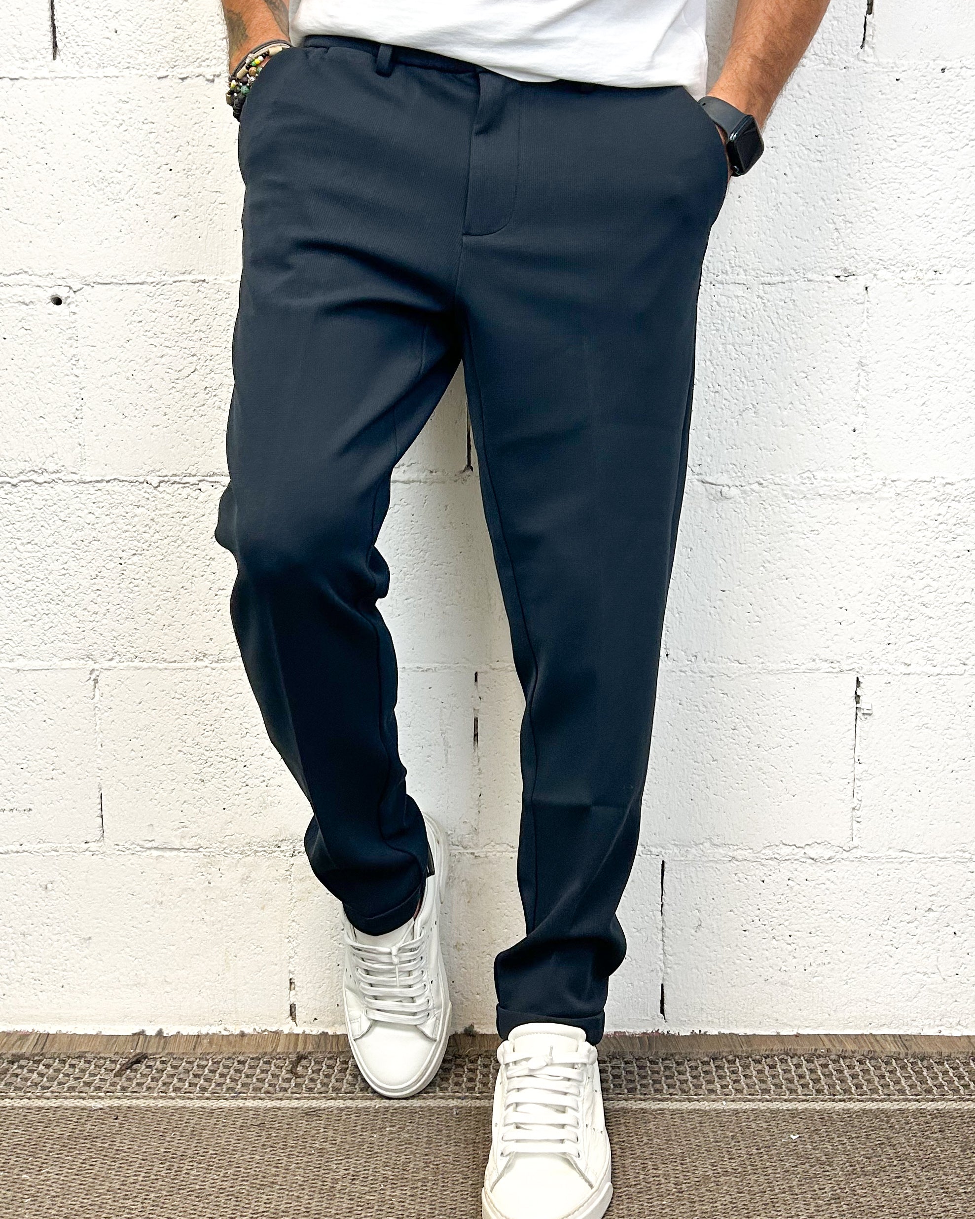 ONLYONE GIANNI LUPO Navy chino capri taglia vera