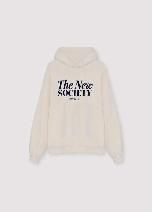 The New Society Bonsai felpa con cappuccio ecru cotone