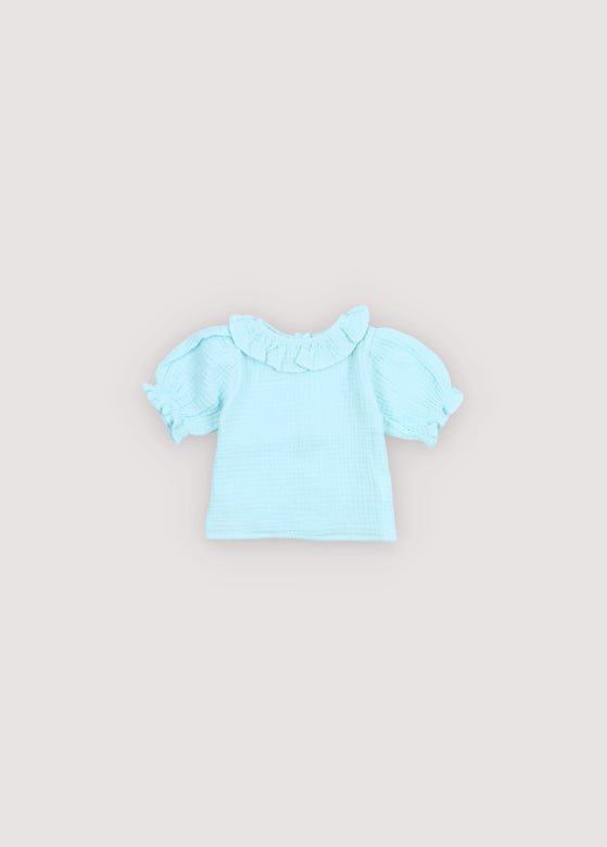 The New Society Campanilla camicia neonata 6m azzurra cotone