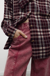 The New Society TNS Denim Wide Leg Pantaloni Rumba Red