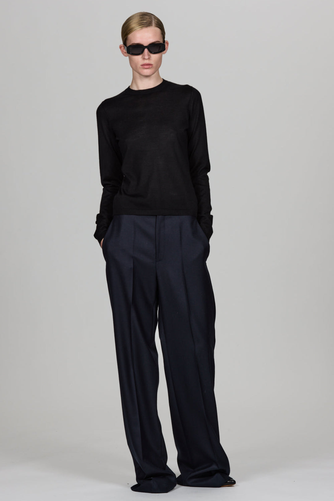 Sa Su Phi Round Neck Maglione Manica Lunga Leggero