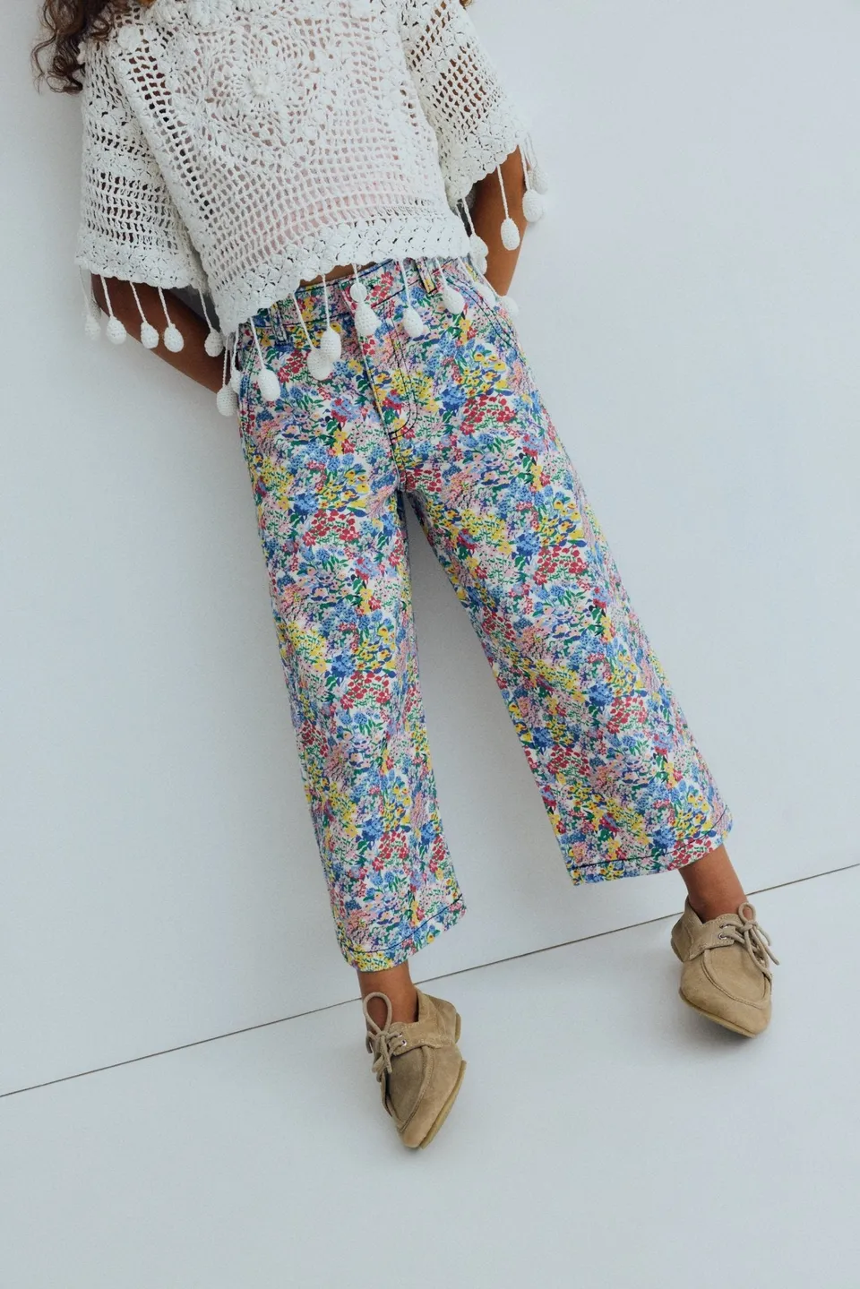 The New Society Lily pantaloni bambina Verbena floreale cotone