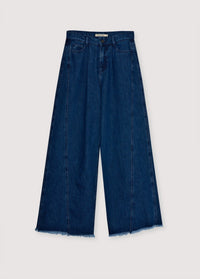 The New Society TNS Denim Pantalone Donna Extra Wide Indaco