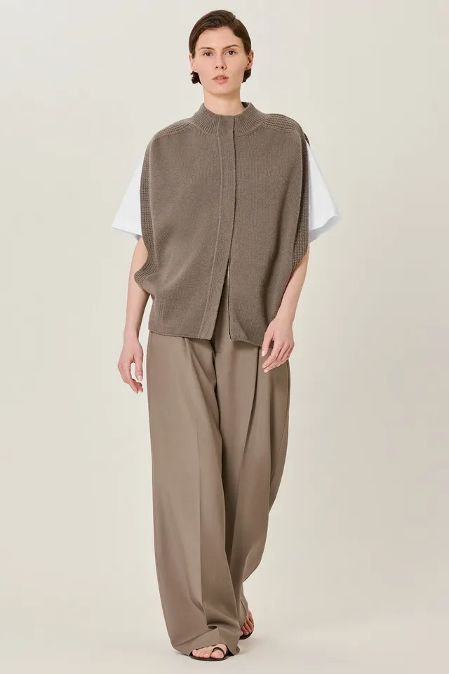 Sa Su Phi cardigan smanicato zip avorio cashmere