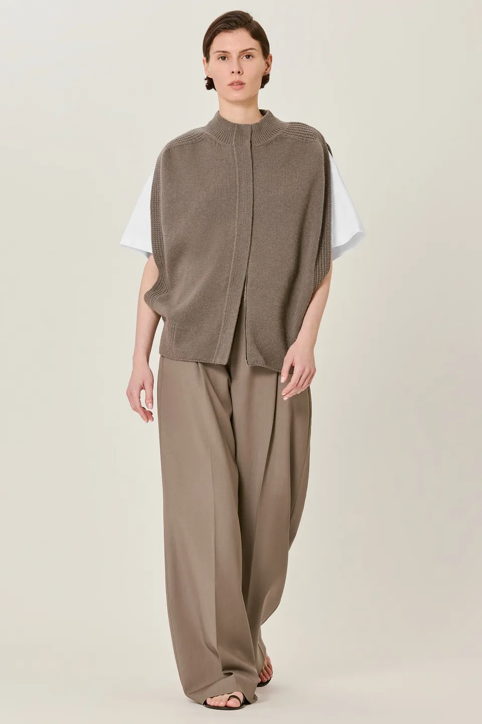 Sa Su Phi cardigan smanicato zip avorio cashmere