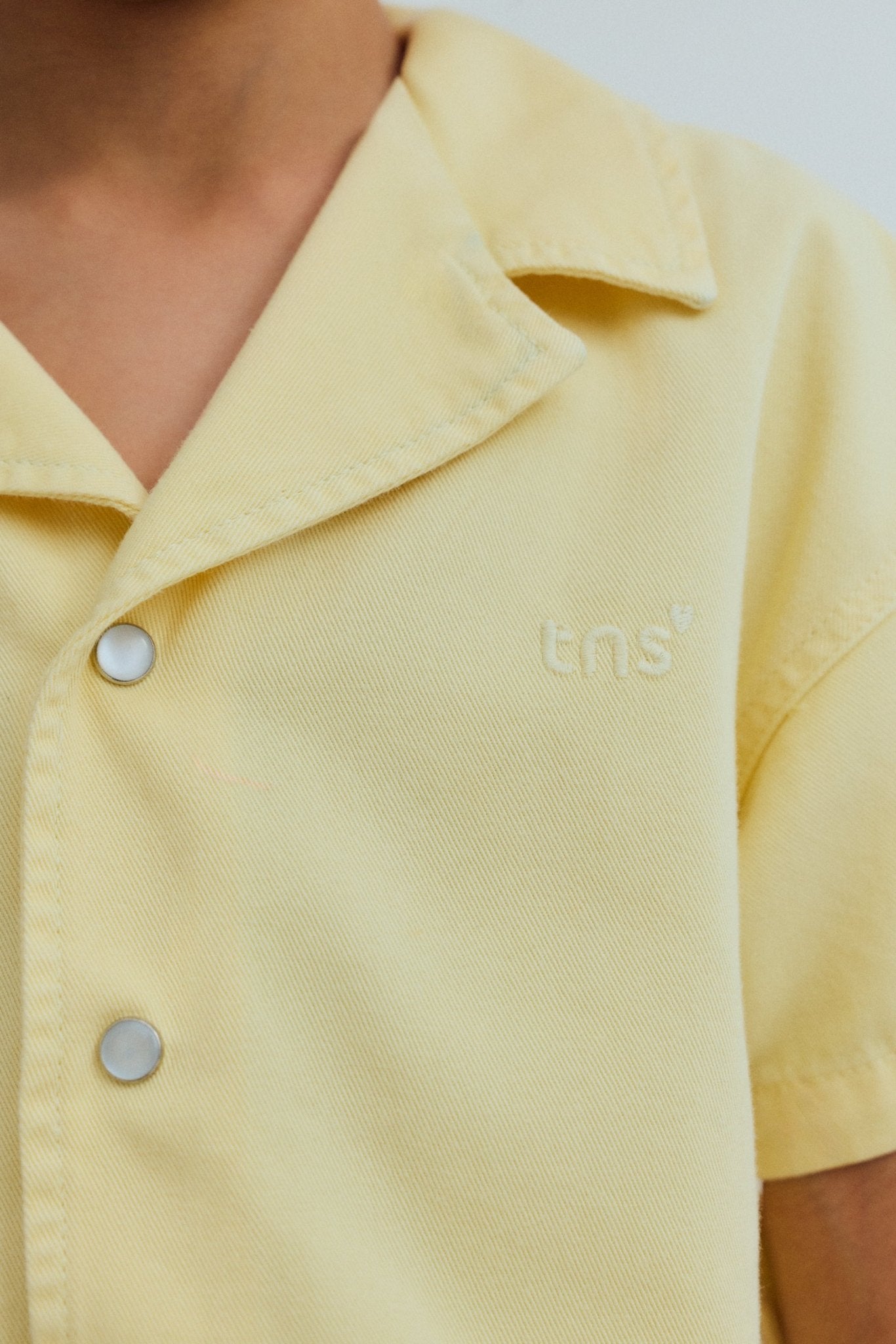 The New Society Bellis camicia bambina denim limone corto