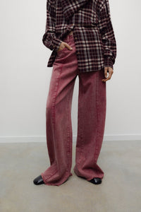 The New Society TNS Denim Wide Leg Pantaloni Rumba Red