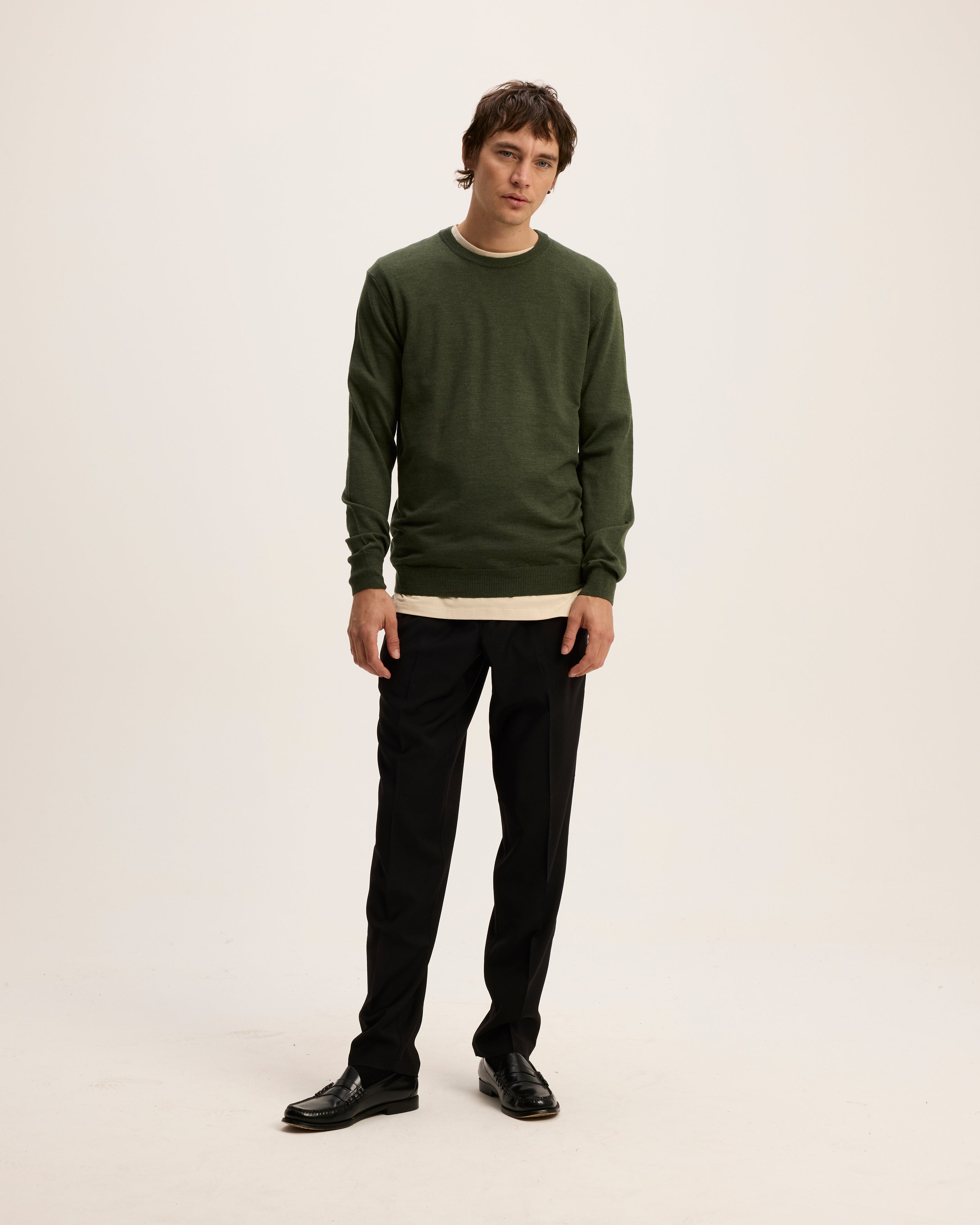 GOODPEOPLE Essential Merino Maglione Verde Melange