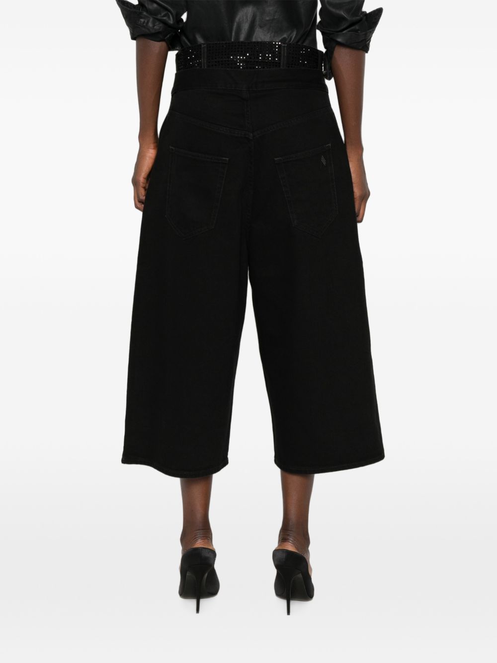 The Attico 261WCP00324 Jeans Neri con Cristalli