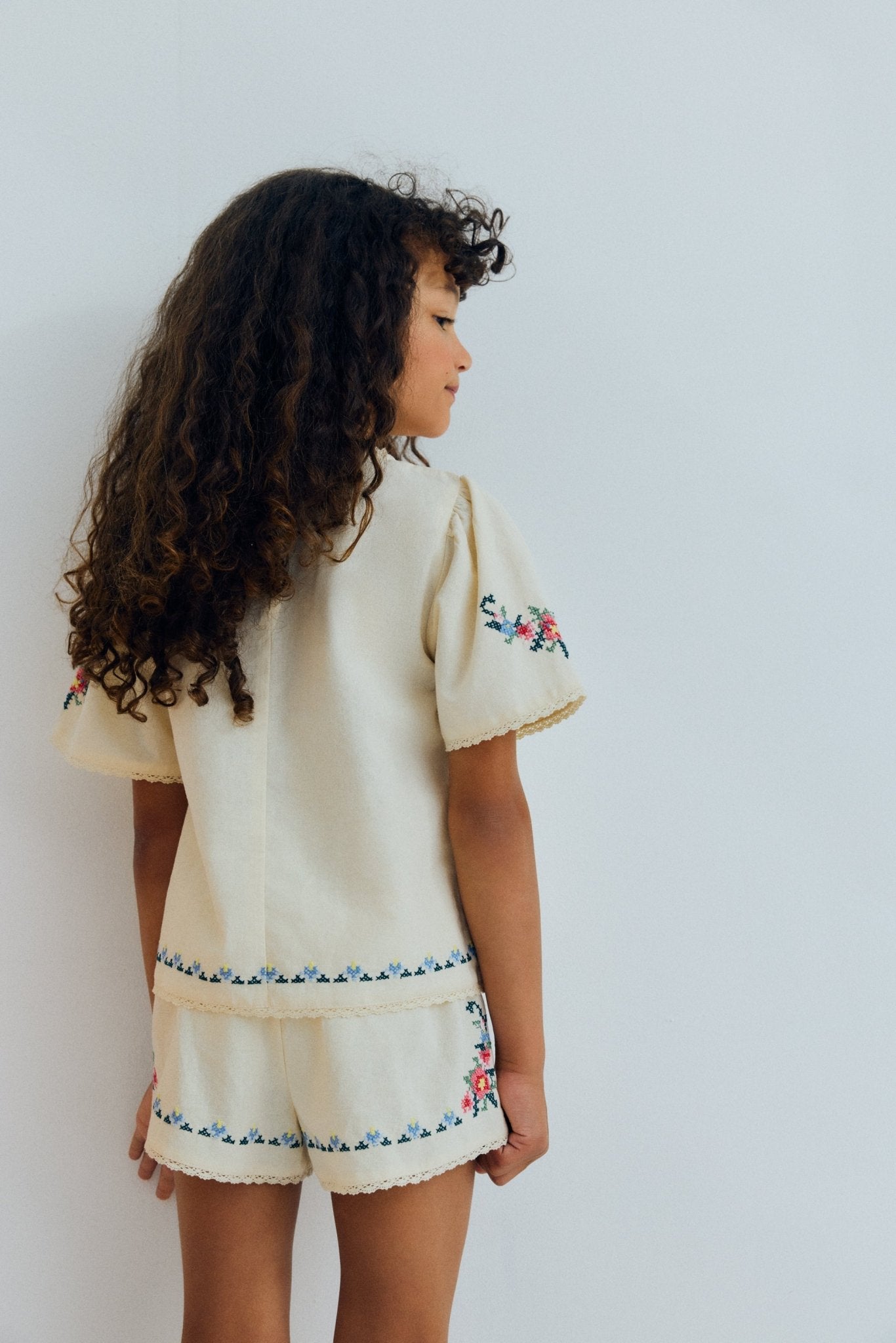 The New Society Narcise Short pantaloncini ecru cotone bambina