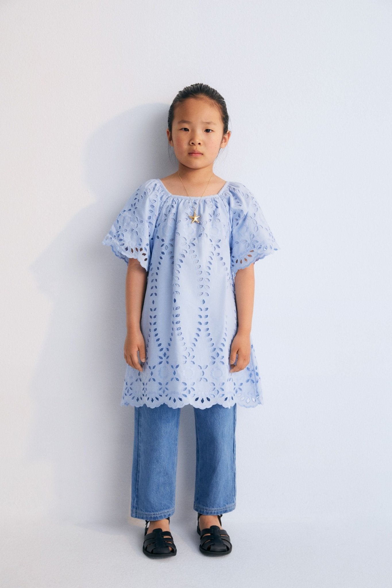 The New Society Patmos Vestito Bambina Blu Cotone