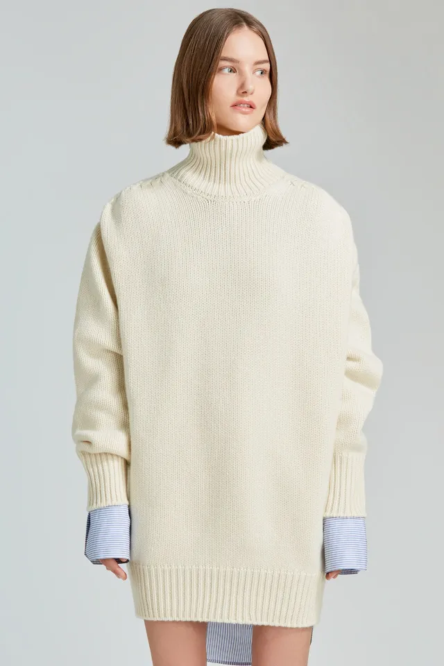 Sa Su Phi Giovanna abito collo alto panna cashmere 8 fili