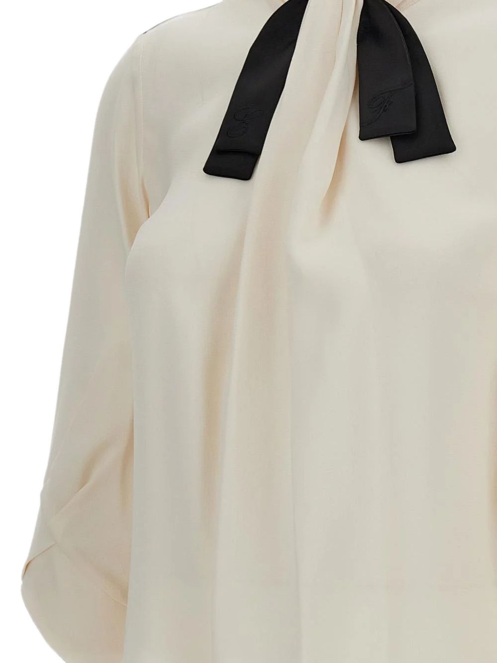Elisabetta Franchi CA17866E2 camicia beige con fiocco