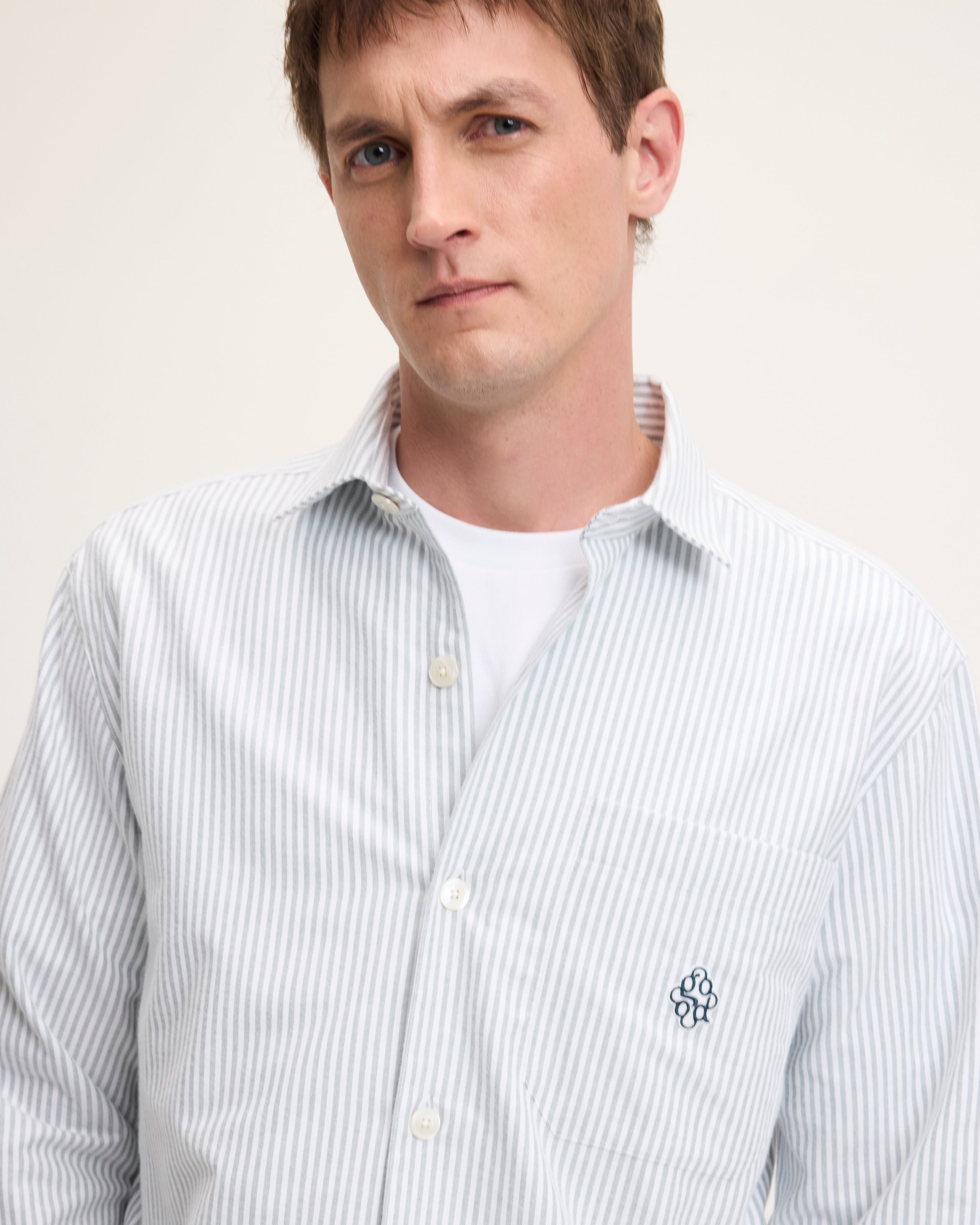 Goodpeople Soy camicia a righe verde cotone