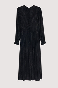 THE NEW SOCIETY Lua abito lungo nero Eclipse Noir lurex