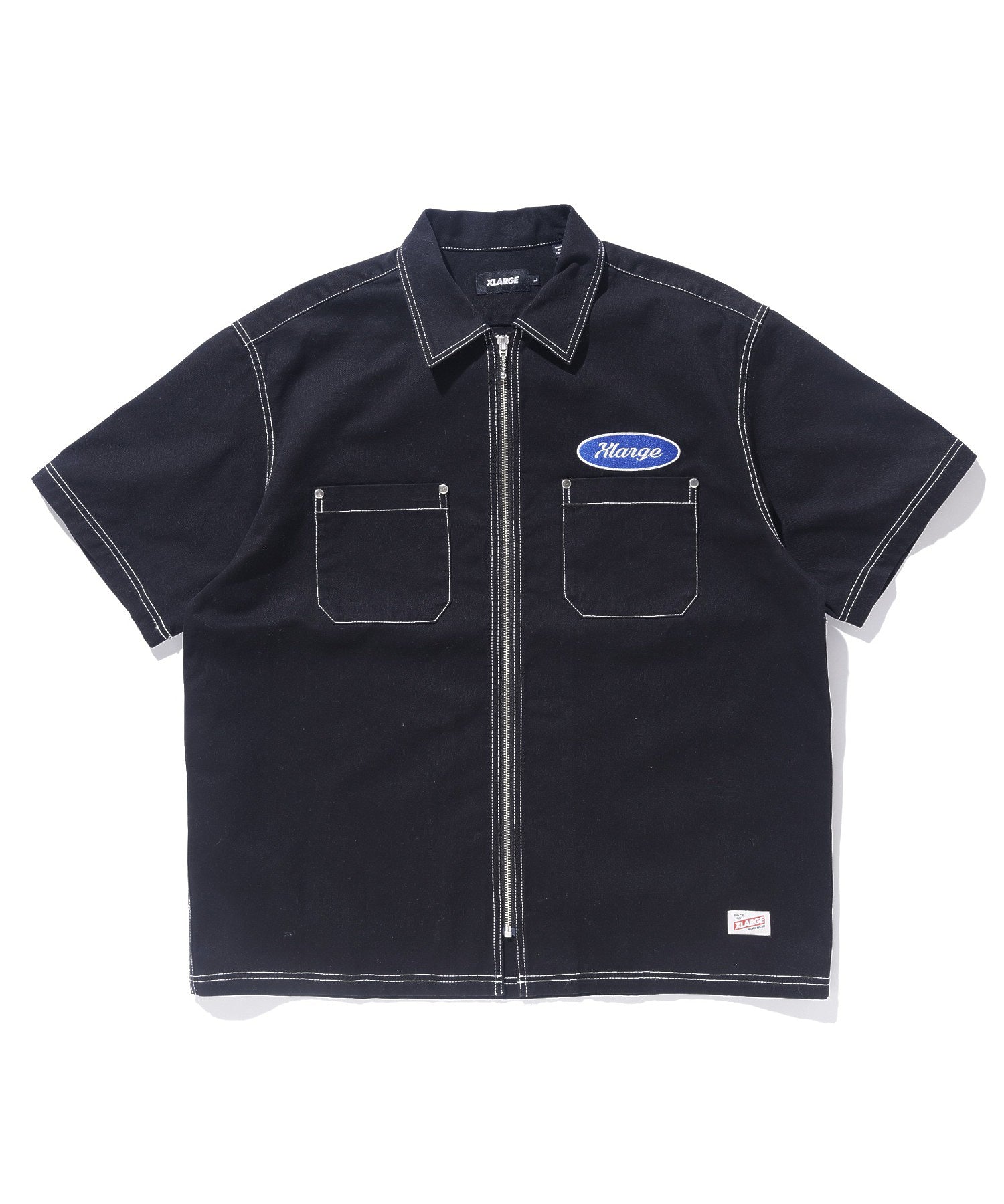X-Large Zip Up S/S camicia lavoro maniche corte cotone