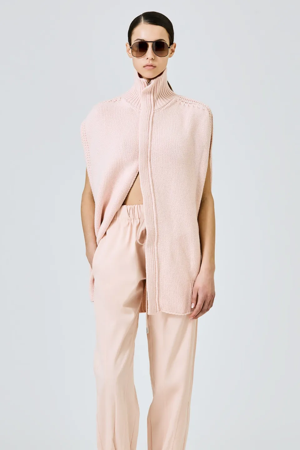 Sa Su Phi Matilda cardigan smanicato cashmere rosa