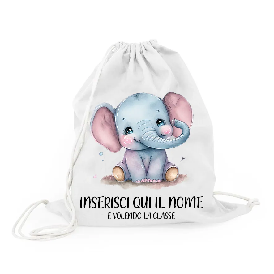 Mr. Gadgets Elefante sacchetta asilo cotone personalizzabile