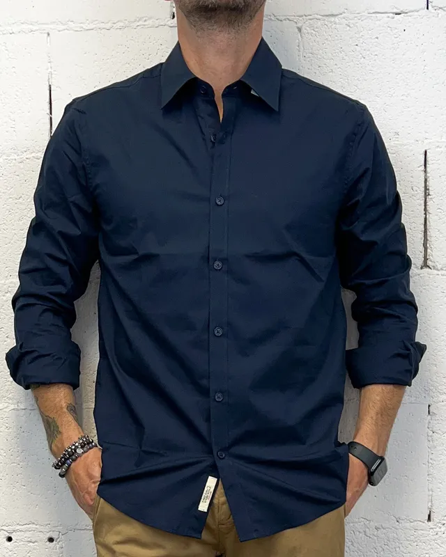 ONLYONE Gianni Lupo Slim camicia blu navy regolare