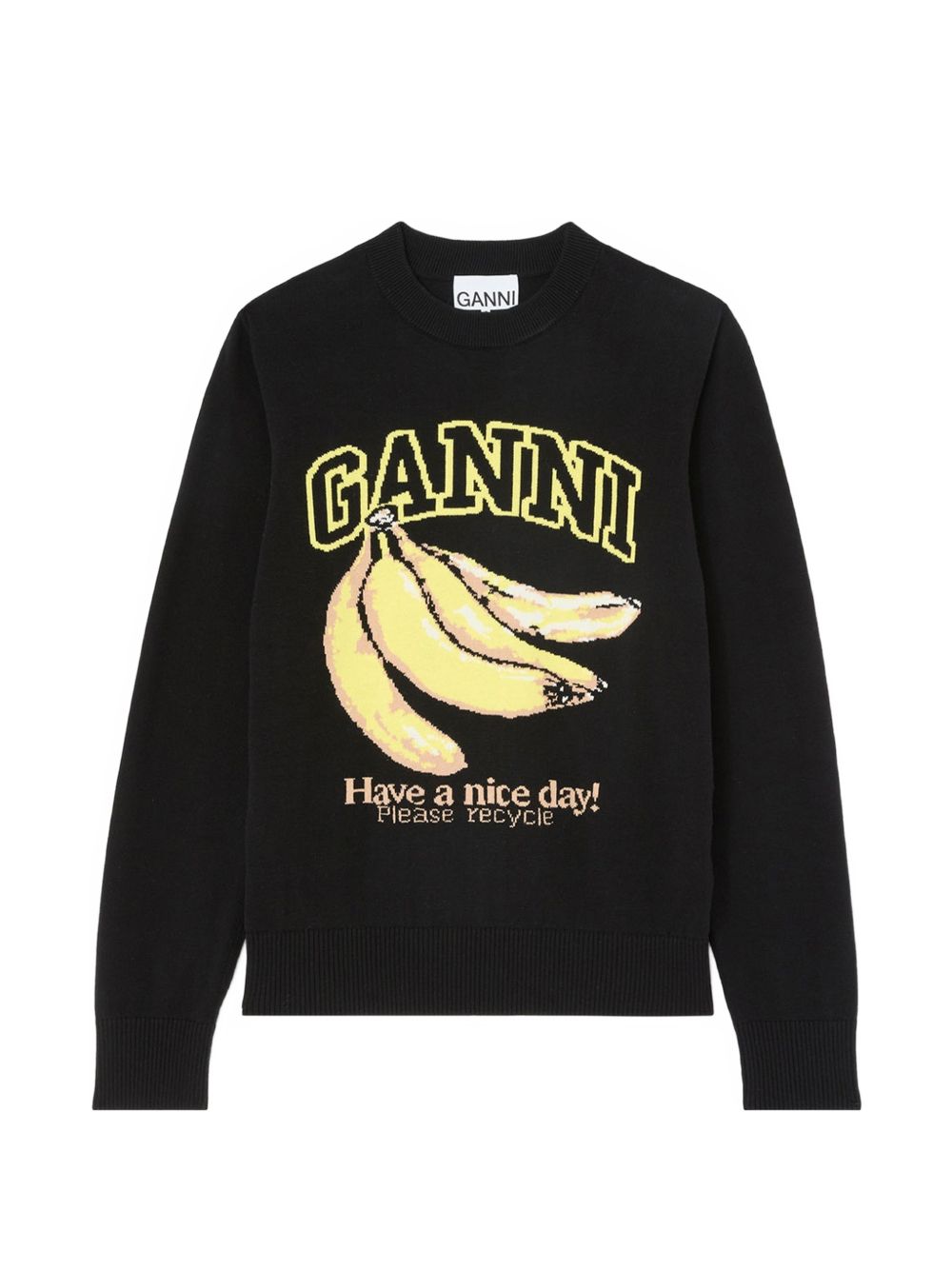 Ganni A1150013 felpa donna nera girocollo