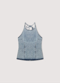 The New Society Chios top halter denim sbiancato