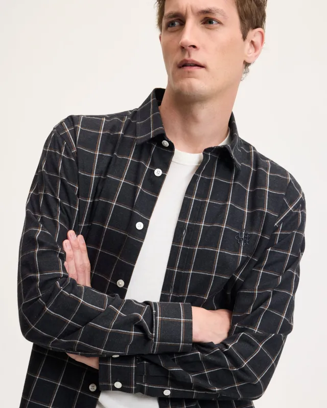 GOODPEOPLE Seinfield camicia a quadri grigio nero cotone