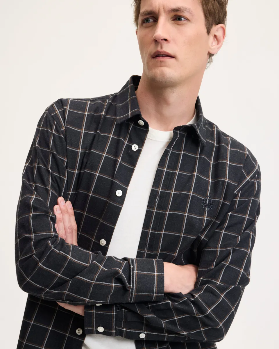 GOODPEOPLE Seinfield camicia a quadri grigio nero cotone