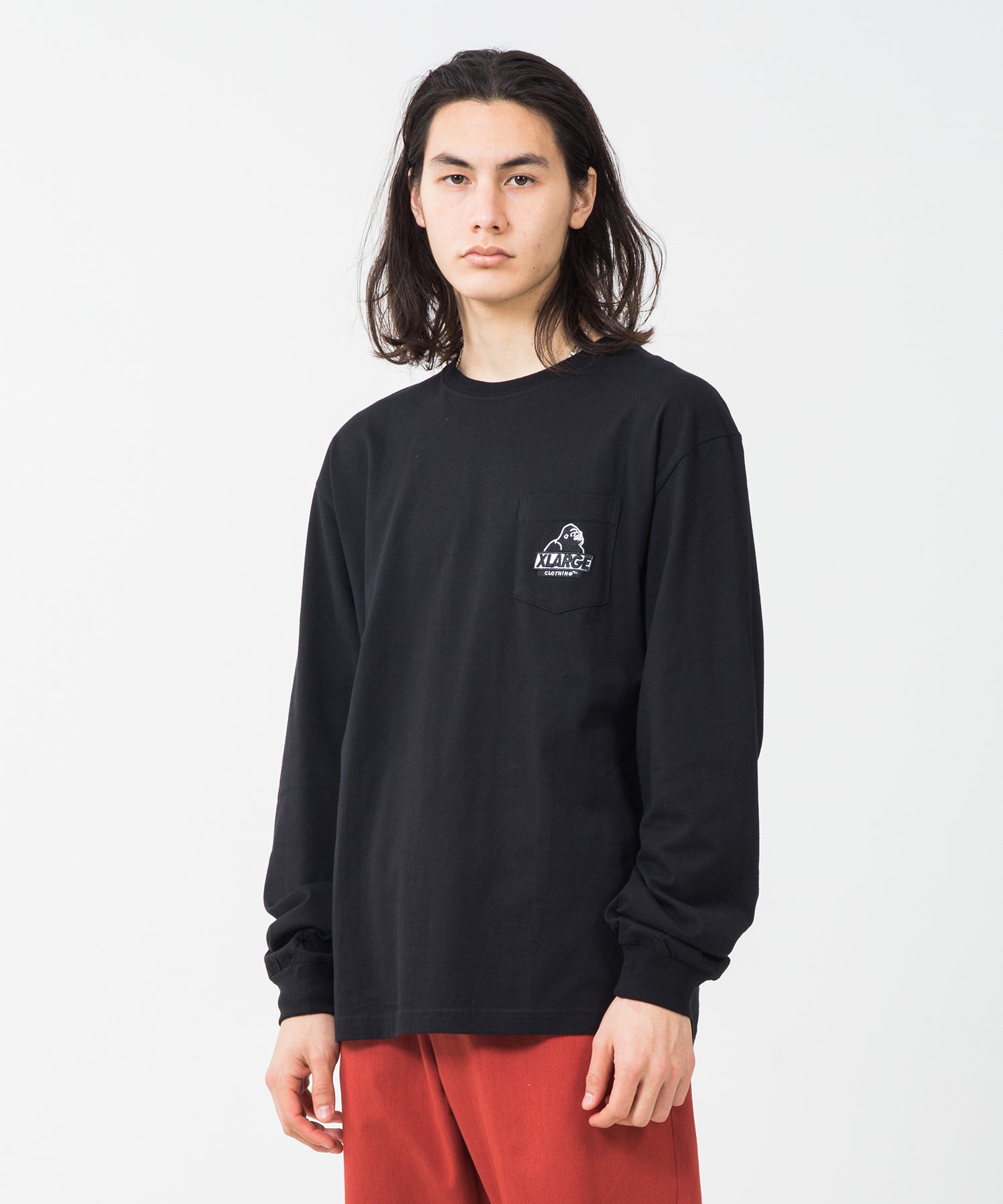 X-Large L/S Pocket Tee Embroidery Slanted OG t-shirt bianca cotone
