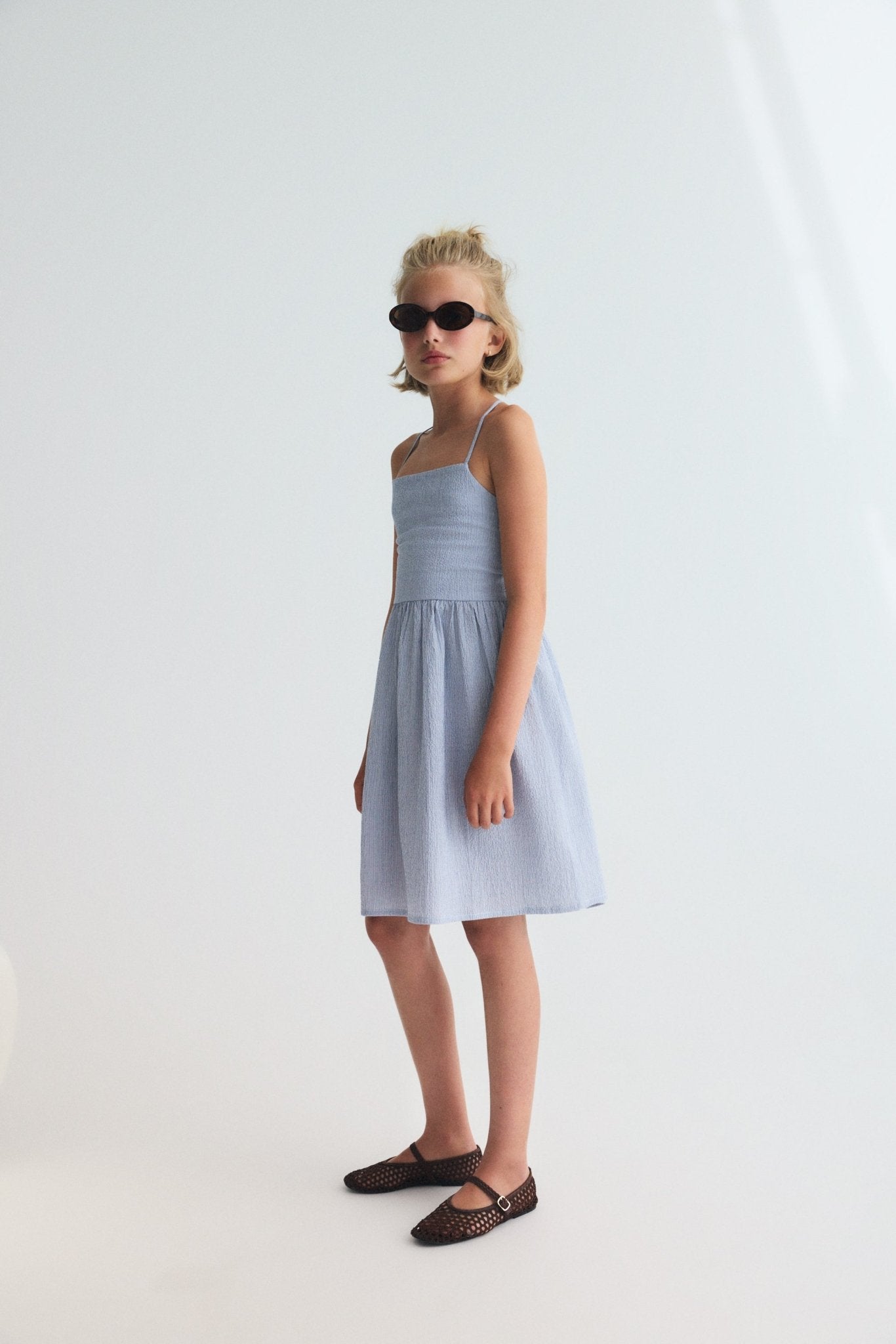 THE NEW SOCIETY Cloe abito teen righe blu cotone