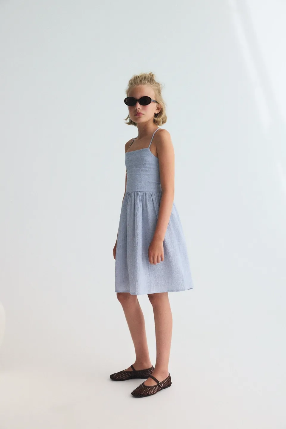 THE NEW SOCIETY Cloe abito teen righe blu cotone