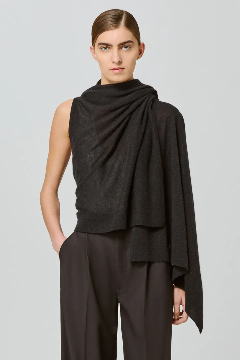 Sa Su Phi poncho cardigan cashmere seta nero