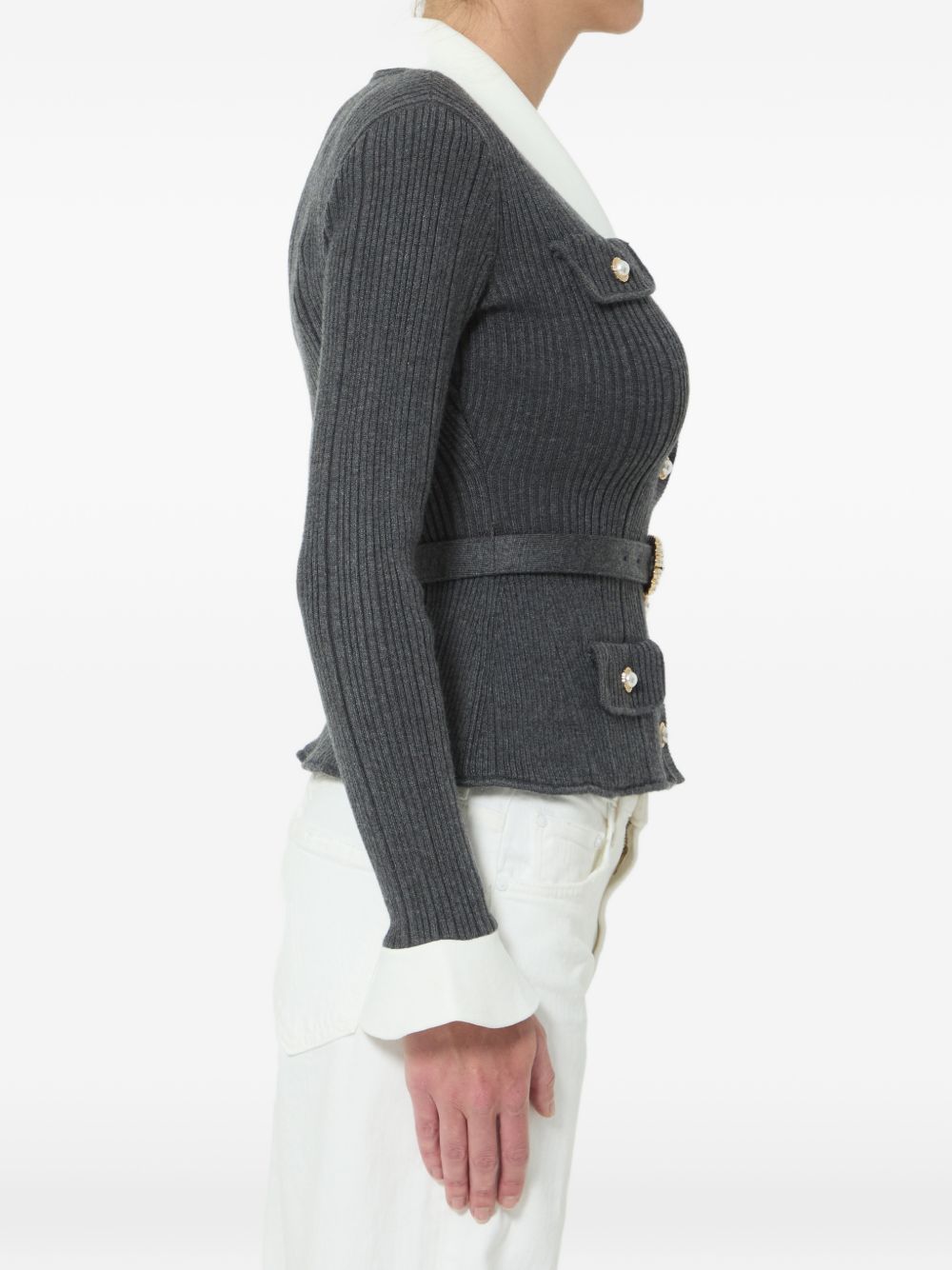 Self-Portrait PF26-131T cardigan grigio coste
