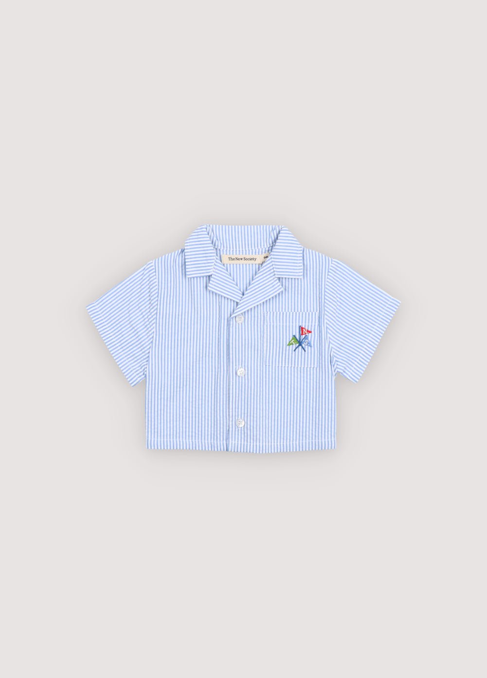 The New Society Almond Baby Shirt camicia righe blu vista